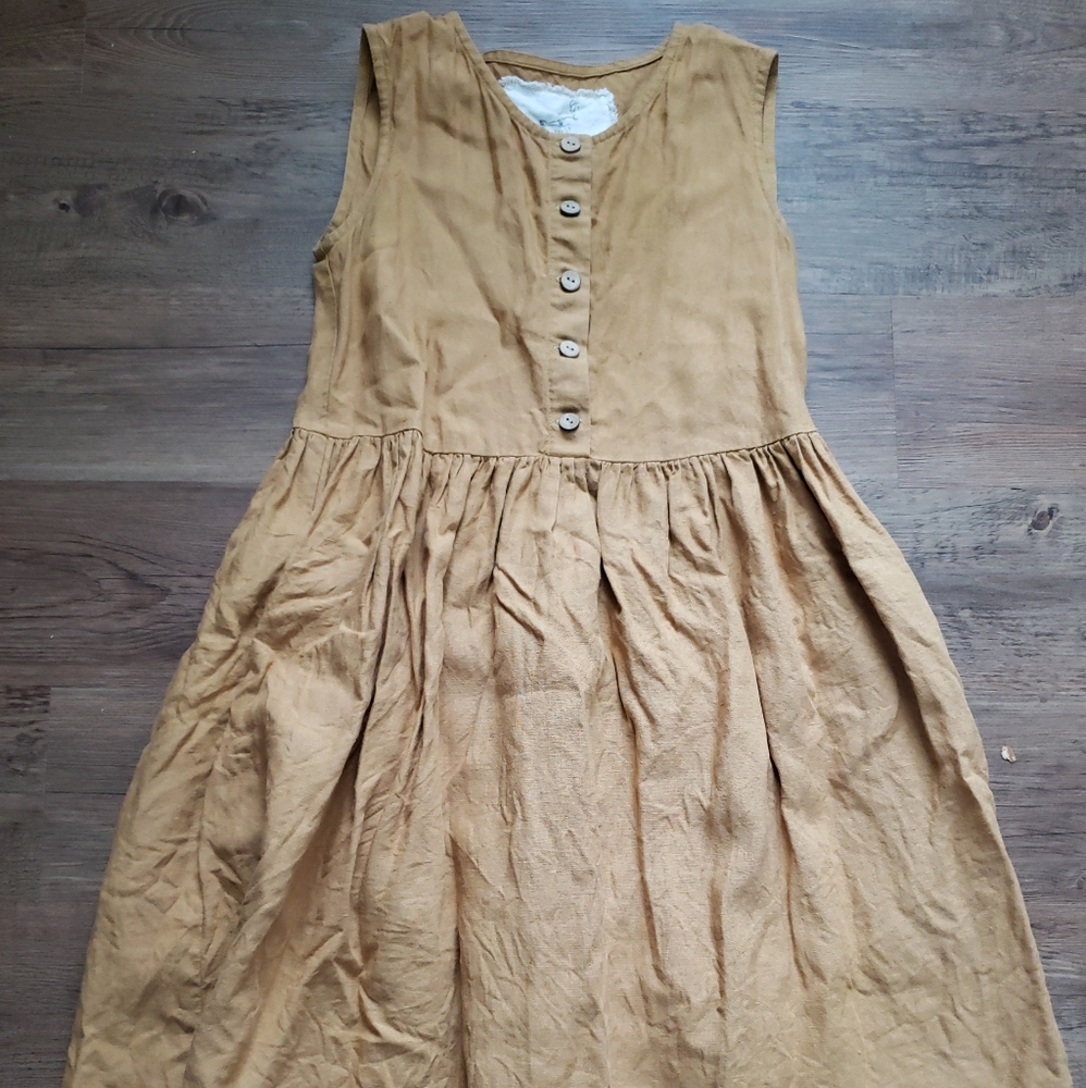 Not perfect linen mama midi dress XS amber yellow
